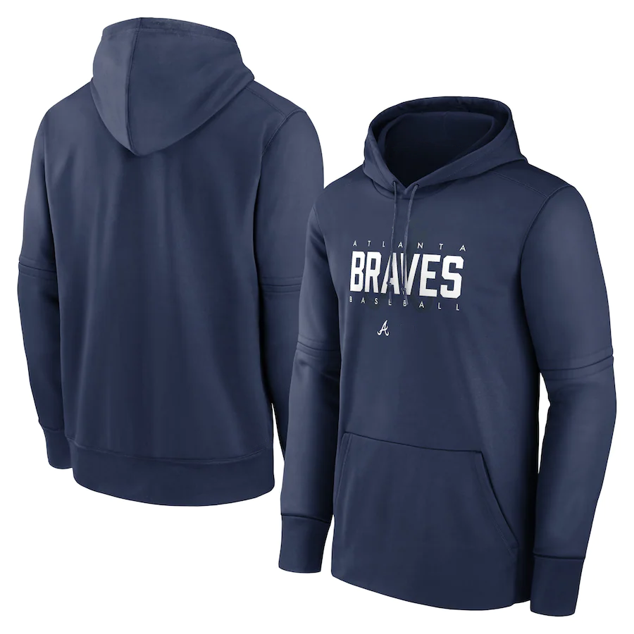 Men's Atlanta Braves Navy Pregame Performance Pullover Hoodie